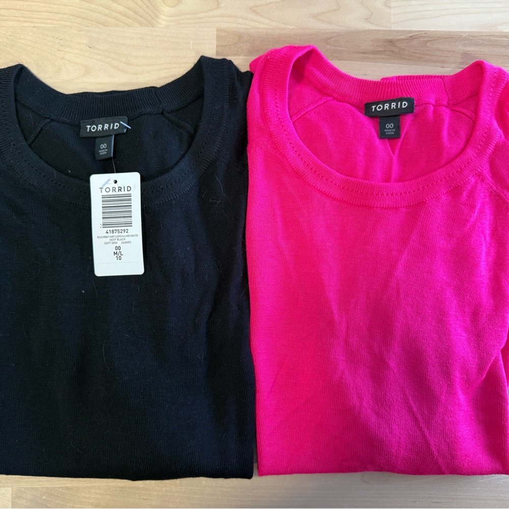 2 Torrid Black and Pink T-shirt weight sweaters